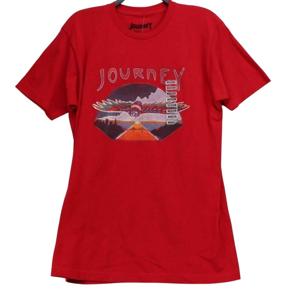 Journey Mens Graphic Soft Flying T-Shirt Red Crew Neck 100% Cotton‎ Tee L New